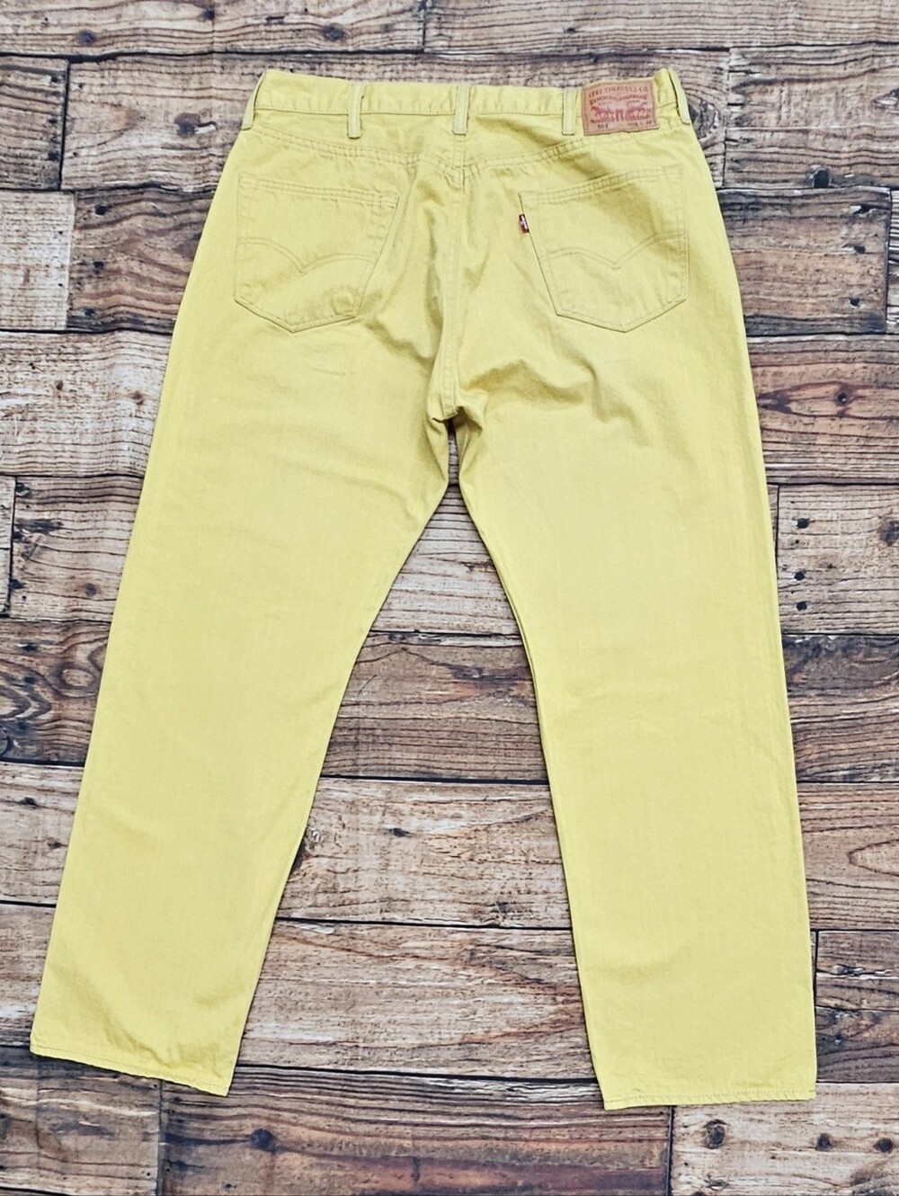 Levi's 501 Men's Size 38x29 Altered Button Fly Denim Mustard Yellow - Picture 6 of 10